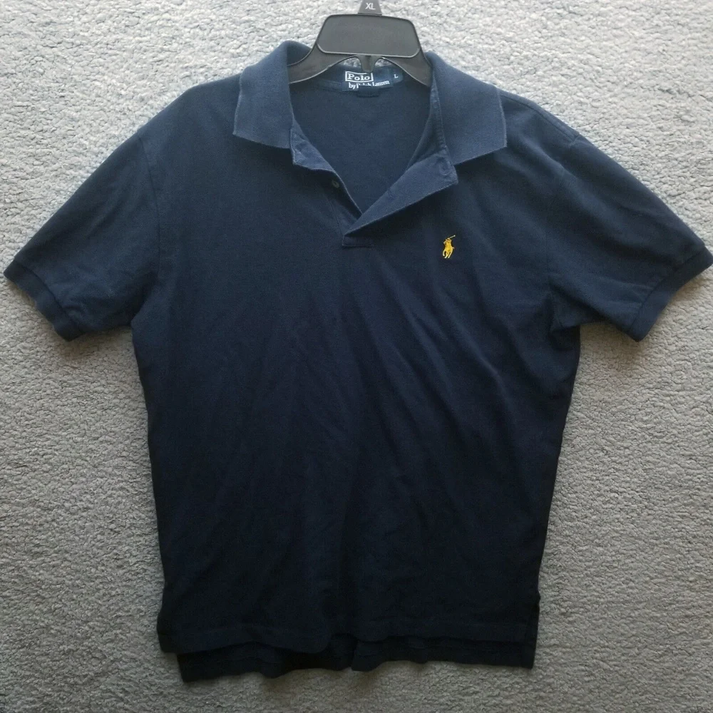 Polo by Ralph Lauren Navy Short Sleeve Polo with Yellow Pony Logo